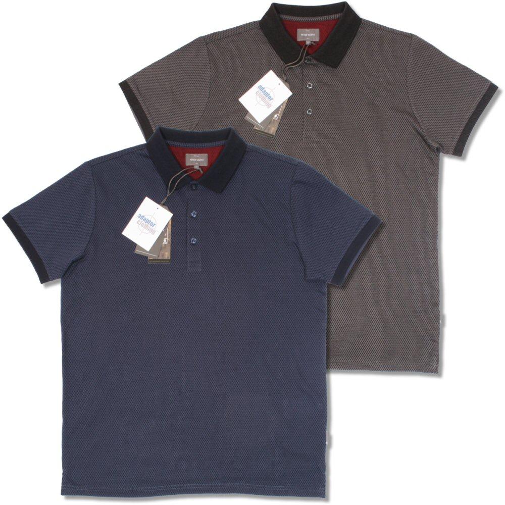 /Peter Werth Mod Retro 60's 3 Button Micro Jacquard Texture S/S Polo Shirt | Adaptor Clothing